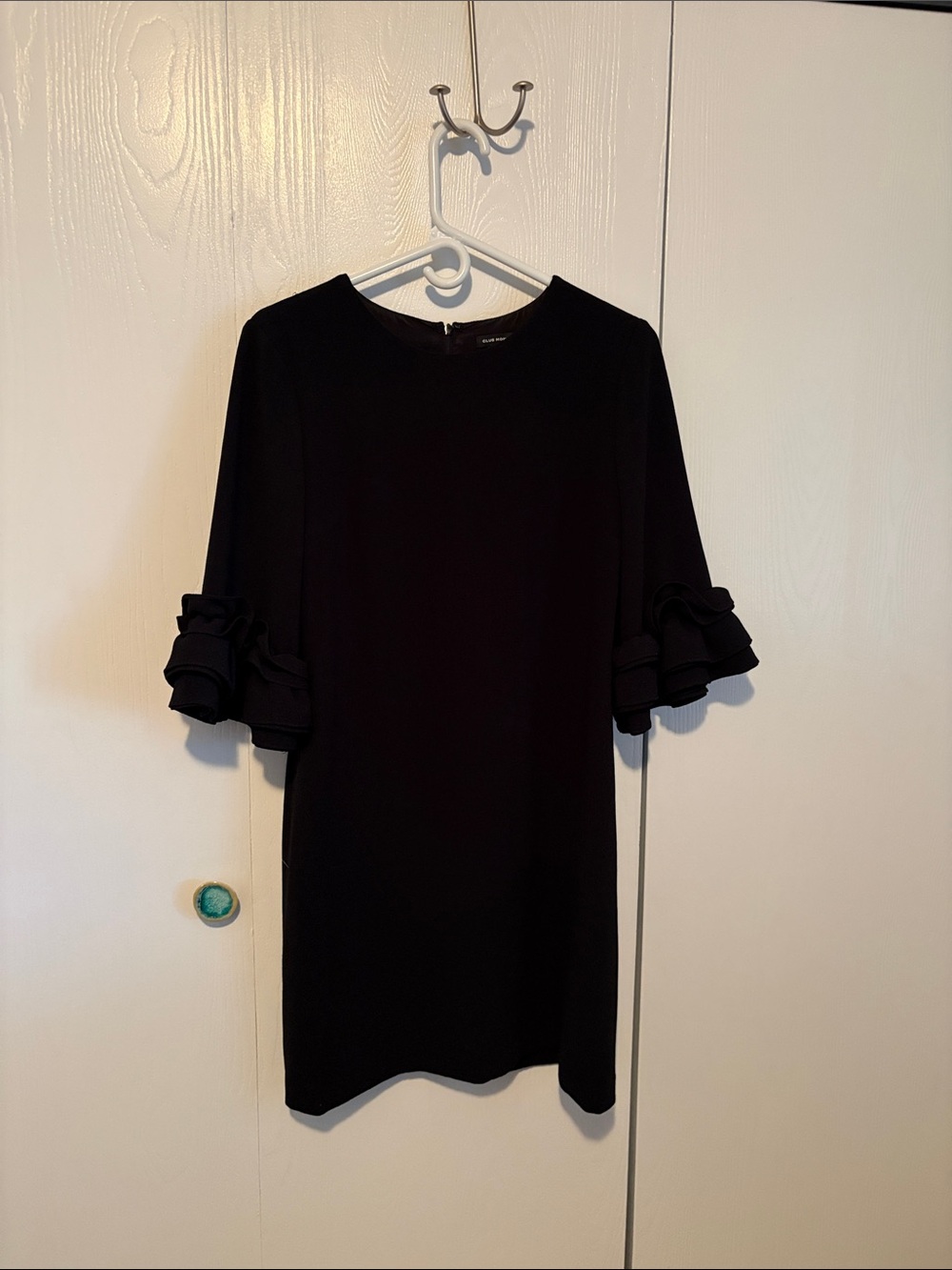 Club Monaco Black Mini Dress with Ruffle Sleeves